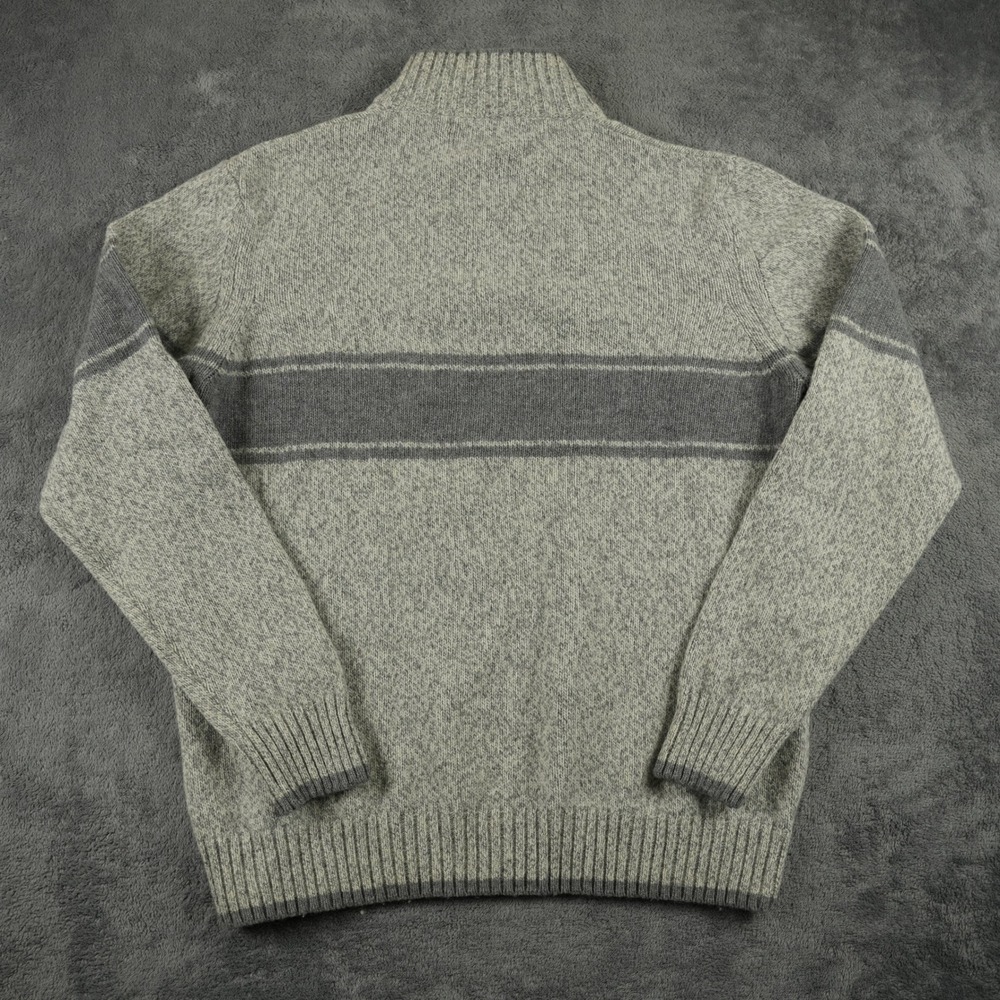 Daniele Blasi Sweater Mens L Wool Blend Quarter Zip Grey Striped Made in Italy - Picture 4 of 9